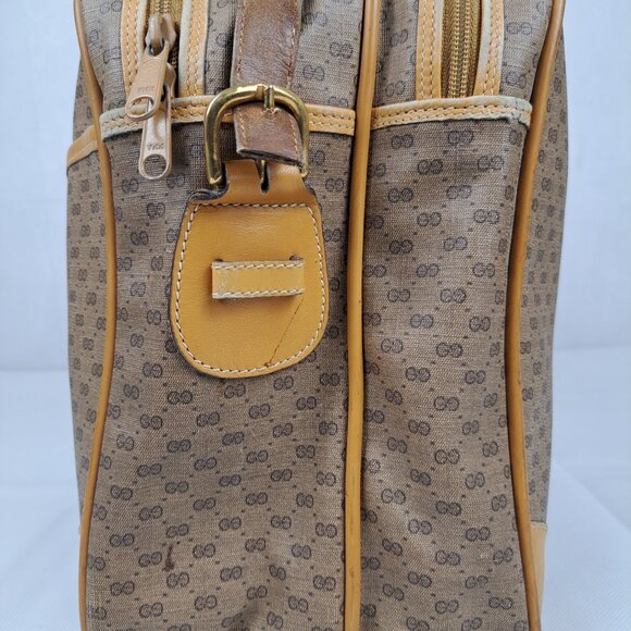 GUCCI Vintage GG Monogram Canvas Coated Weekender Travel Brown Crossbody BAG - Picture 13 of 13